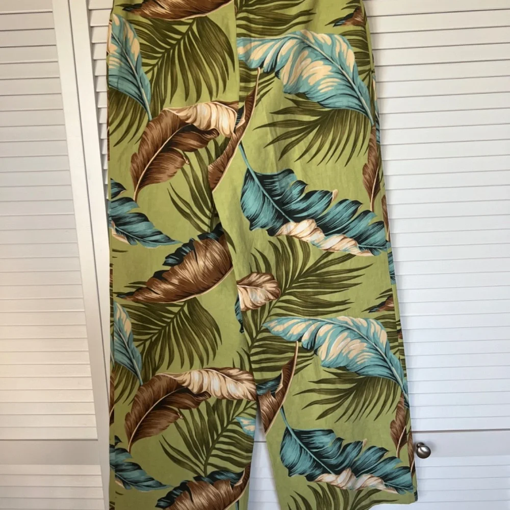 Tommy Bahama NWOT Women Silk Linen Tropical Trio Of Palms Palazzo Pants Size 10 - Picture 3 of 12